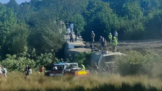 Train Derails Near Town of Lewes in East Sussex, U.K.