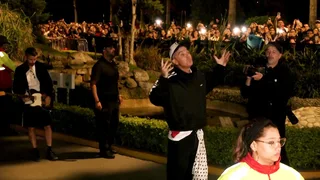 Robbie Williams sings with fans outside hotel after show cancelled in Peru