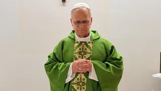 Pope pictured for first time since cancer surgery as he leads mass from hospital