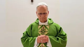 Pope pictured for first time since cancer surgery as he leads mass from hospital