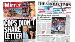 The Papers: 'Cops didn't share letter' and Burnham 'open' to EU free movement